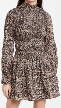 Cleobella Astrid Mini Dress / smocked floral dresses / high neck / long sleeve