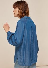 WHISTLES CHAMBRAY LONGLINE SHIRT / pull-over style shirts / lightweight denim