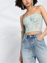 Dolce & Gabbana blue strapless lace boned bodice