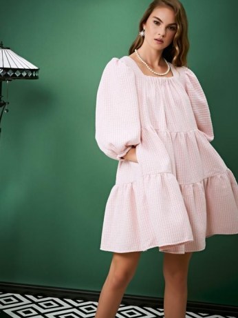 sister jane Rosy Knees Tweed Confetti Dress in Cotton Candy | voluminous pink dresses | fashion with volume