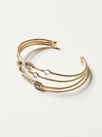 OLIVER BONAS Eliza Stone & Gold Plated Triple Row Cuff Bangle / embellished bangles / delicate cuffs