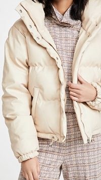 En Saison Puffer Jacket in Natural ~ quilted faux leather jackets