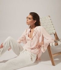 REISS FRANCES ZIP DETAIL BLOUSE PINK ~ chic boho blouses