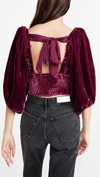 Free People Marie Velvet Open Back Top Queen Pomegranite | puff sleeve tops | jewel tone fashion