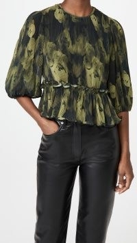 GANNI Pleated Georgette Blouse