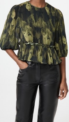 GANNI Pleated Georgette Blouse