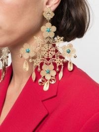 Gucci floral motif drop earrings / oversized statement jewellery