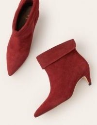 Boden Haddington Ankle Boots – Maroon ~ dark red kitten heel booties