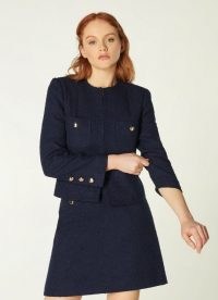 L.K. BENNETT HIGHBURY NAVY TWEED JACKET ~ midnight blue buttin detail jackets