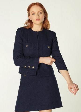 L.K. BENNETT HIGHBURY NAVY TWEED JACKET ~ midnight blue buttin detail jackets