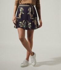 REISS JENNY PRINTED MINI SKIRT ~ blue pleat detail skirts