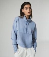 REISS JULIETTA LOUNGEWEAR FUNNEL NECK SWEATSHIRT BLUE ~ high neck sweat tops