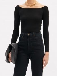 GABRIELA HEARST Klara boat-neck merino wool-blend bodysuit ~ chic black bodysuits