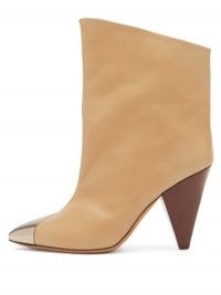 ISABEL MARANT Lapee metallic-toecap leather ankle boots in beige