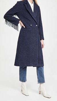 Line & Dot Jesssica Fringe Coat ~ navy blue fringe detail coats