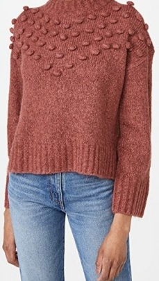 Madewell Bobble Chestnuts Roasting Crew Sweater Heather Tulip