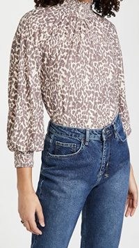 Nation LTD Melanie Smocked Peasant Tee in Antique Leopard