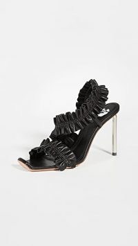 Off-White Nappa Sandals / black ruffled high heels