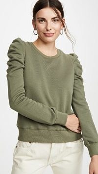 Rebecca Minkoff Janine Sweatshirt ~ green ruched sleeve sweatshirts