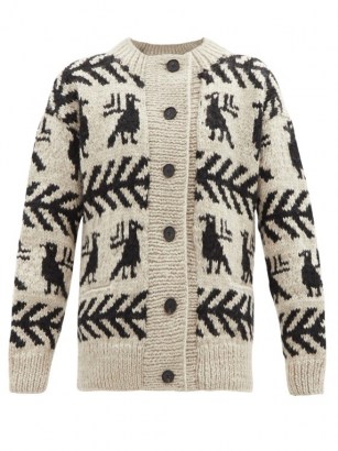 SSŌNE Reunion bird-intarsia wool cardigan ~ patterned cardigans ~ birds ~ neutral knitwear