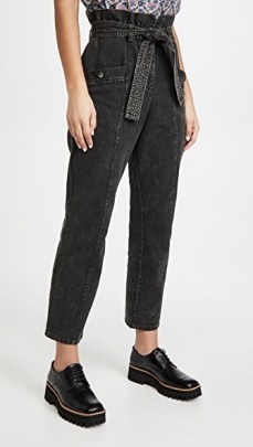 Sea Metta Acid Wash Denim Pants in Graphite | paperbag tie wasit jeans