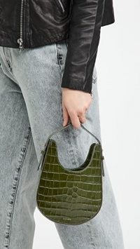 S.Joon Teardrop Bag Evergreen croc ~ green crocodile effect bags