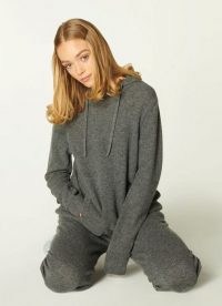 L.K. BENNETT SMITH GREY CASHMERE HOODED TOP ~ luxe hoodies ~ loungewear