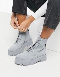 Steve Madden Skylar chunky lace up boots in grey suede