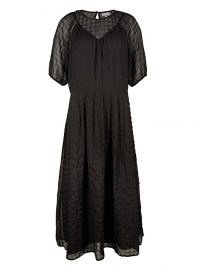 OLIVER BONAS Textured Square Check Black Midi Dress / sheer overlay dresses