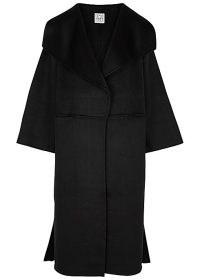 TOTÊME Annecy black wool and cashmere-blend coat ~ oversized shawl collar coats