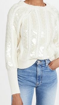 Veronica Beard Yola Pullover with Sequins ~ sequinned cable knit jumper