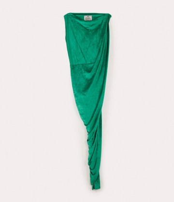 Vivienne Westwood VIAN DRESS GREEN ~ velvet draped dresses