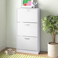 Vida 15 Pair Shoe Storage Cabinet by Wayfair Basics – features pull-down drawers with slick aluminium handles