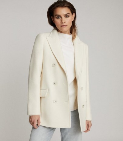 REISS WILES WOOL BLEND PEACOAT CREAM ~ wardrobe essentials ~ classic outerwear