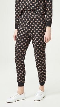 alice + olivia NYC Slim Joggers in Heirloom Sm Black / floral jogging bottoms