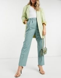 & Other Stories high waist straight leg trousers in green