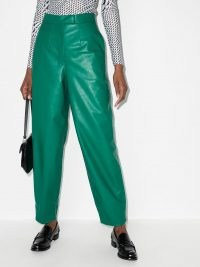 ANOUKI faux-leather tapered trousers emerald green