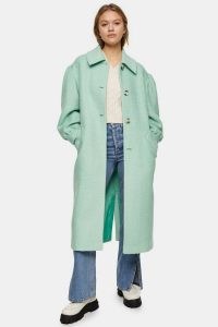 TOPSHOP Aqua Blue Puff Sleeve Coat ~ single breasted coats