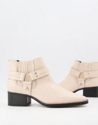 ASRA Mariana boots with harness detail in croc embossed bone leather ~ crocodile effect ankle boot