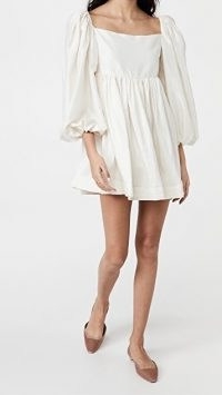 Azeeza Cameron Dress | white volume sleeve dresses | square neckline | balloon sleeves