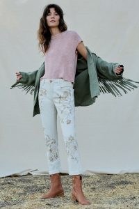 Pilcro The Slim Boyfriend High-Rise Floral Embroidered Jeans Denim Light