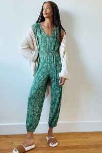 ANTHROPOLOGIE Weekend Sleep Jumpsuit Green Motif / sleepwear / loungewear / lounge all-in-one