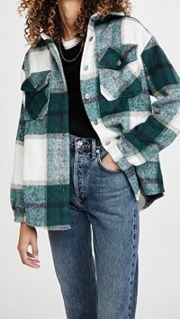 BB Dakota Plaid Shirt Jacket Evergreen ~ green checked shacket