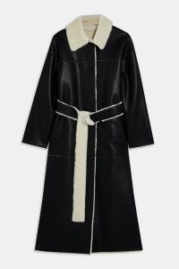 TOPSHOP Black And White Reversible PU Coat ~ monochrome winter coats ~ faux leather / fur outerwear