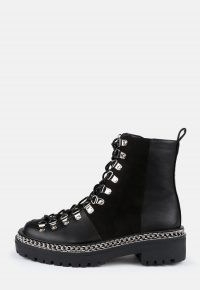 MISSGUIDED black chunky suede panel lace up boots