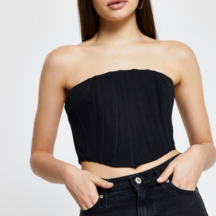 River Island Black denim boning corset top | fitted strapless tops
