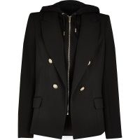 RIVER ISLAND Black hoodie hybrid blazer ~ hooded blazers