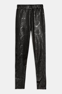 TOPSHOP Black Snake Leather Look Leggings