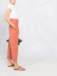 Brunello Cucinelli cropped straight-leg trousers canyon clay orange ~ chic high waist pants