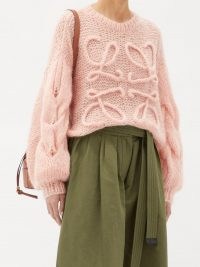 LOEWE Pink cabled-Anagram, mohair-blend sweater ~ slouchy sweaters